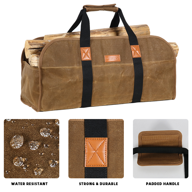 Heavy Duty Durable Large Waxed Canvas Firewood Log Tote from China