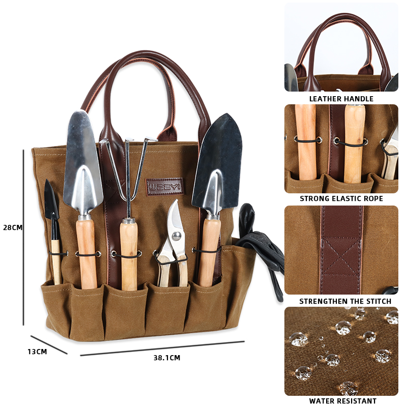 CHANGRONG Custom Heavy Duty Waxed Canvas Garden Tool Storage Bag from