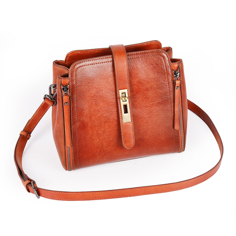 Genuine Leather Handbag Satchel for Women Handmade Customized LOGO Retro Crossbody Top Handle Bag Personalized Purses